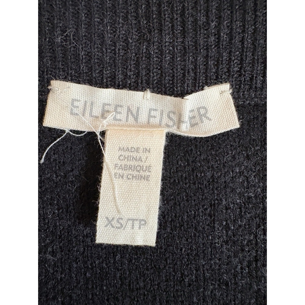 Eileen Fisher Felted Merino Wool Plaid Skirt XS‎ Black Gray Elastic Waist 19.5"L - Picture 2 of 11